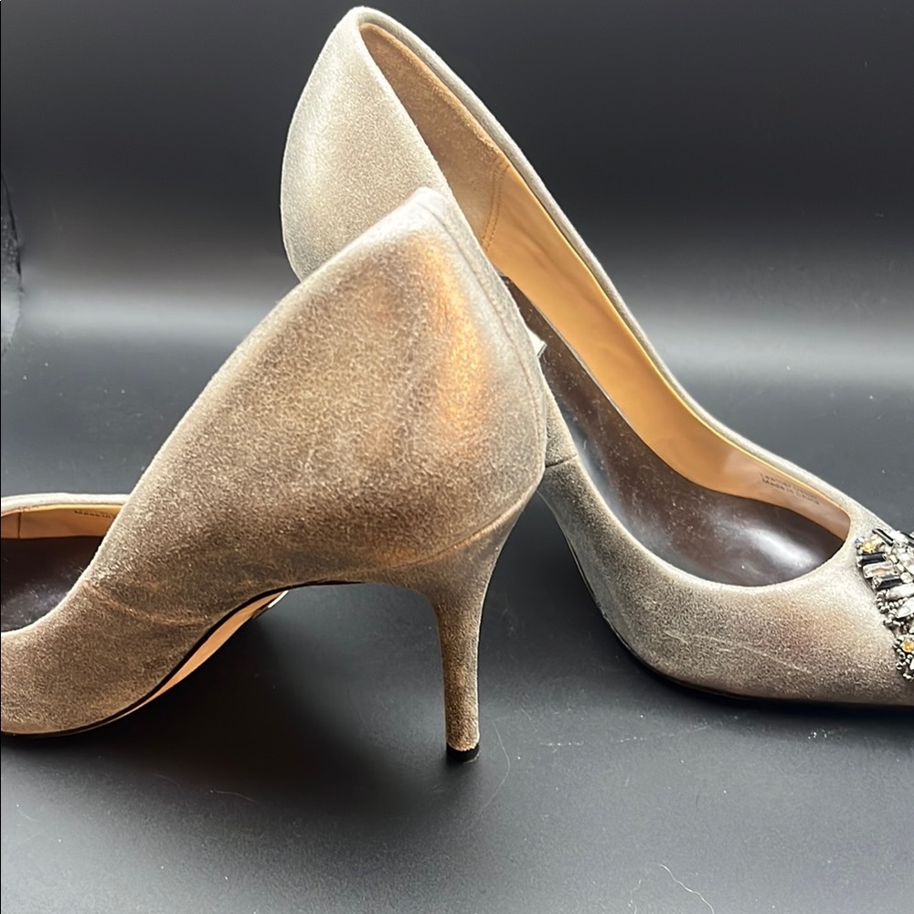 Badgley Mischka Silver Crystal Embellished Heels - Picture 6 of 8